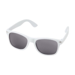 Recycled plastic sunglasses with smoky UV400 lenses white colour