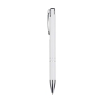 Recycled aluminium pen with glossy finish and black ink white colour