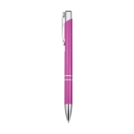 Recycled aluminium pen with glossy finish and black ink pink colour