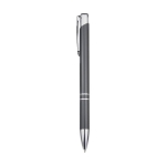 Recycled aluminium pen with glossy finish and black ink dark grey colour