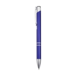 Recycled aluminium pen with glossy finish and black ink royal blue colour