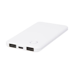 Lightweight and thin power bank with two outputs, 4,000 mAh white colour