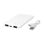 Lightweight and thin power bank with two outputs, 4,000 mAh white colour