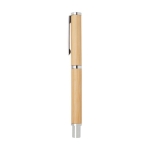 Bamboo pen and rollerball set with copper accents, black ink natural colour