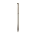 Recycled stainless steel pen and rollerball set, black ink silver colour