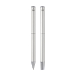 Aluminium pen and rollerball set with chrome details, black ink silver colour