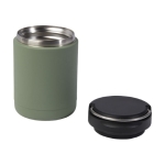 Recycled stainless steel thermal lunch box with handle, 500 ml military green colour