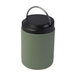 Recycled stainless steel thermal lunch box with handle, 500 ml military green colour