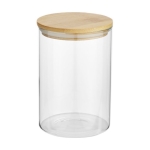 Medium glass food jar with bamboo lid, 550 ml natural colour