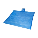 Disposable recycled plastic poncho with hood, one size royal blue colour