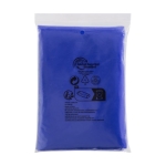 Disposable recycled plastic poncho with hood, one size royal blue colour