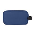 Recycled cotton GRS toiletry bag with metal plate, 330 g/m² navy-blue colour