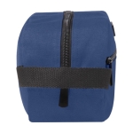 Recycled cotton GRS toiletry bag with metal plate, 330 g/m² navy-blue colour