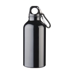 Recycled aluminium bottle with matte finish and carabiner, 400 ml black colour