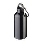 Recycled aluminium bottle with matte finish and carabiner, 400 ml black colour