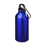 Recycled aluminium bottle with matte finish and carabiner, 400 ml blue colour