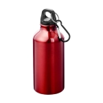 Recycled aluminium bottle with matte finish and carabiner, 400 ml red colour