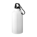 Recycled aluminium bottle with matte finish and carabiner, 400 ml white colour