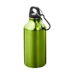 Recycled aluminium bottle with matte finish and carabiner, 400 ml green colour