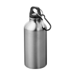 Recycled aluminium bottle with matte finish and carabiner, 400 ml silver colour