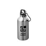 Recycled aluminium bottle with matte finish and carabiner, 400 ml