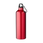 Recycled aluminium bottle with matte finish and carabiner, 770 ml red colour