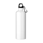 Recycled aluminium bottle with matte finish and carabiner, 770 ml white colour