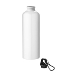 Recycled aluminium bottle with matte finish and carabiner, 770 ml white colour