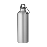 Recycled aluminium bottle with matte finish and carabiner, 770 ml silver colour