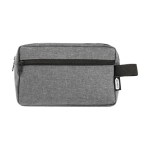 Recycled polyester travel toiletry bag with large compartment grey colour