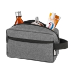 Recycled polyester travel toiletry bag with large compartment grey colour