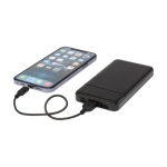 Recycled plastic power bank with fast charging, 10,000 mAh black colour