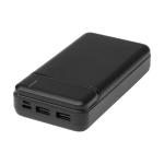 Recycled plastic power bank with long-lasting charge, 20,000 mAh black colour