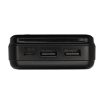 Recycled plastic power bank with long-lasting charge, 20,000 mAh black colour