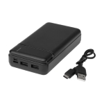 Recycled plastic power bank with long-lasting charge, 20,000 mAh black colour