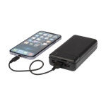 Recycled plastic power bank with long-lasting charge, 20,000 mAh black colour