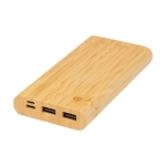 Bamboo power bank with LED and touch button, 10,000 mAh natural colour