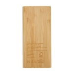 Bamboo power bank with LED and touch button, 10,000 mAh natural colour