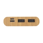 Bamboo power bank with LED and touch button, 10,000 mAh natural colour