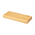 Bamboo power bank with LED and touch button, 10,000 mAh natural colour