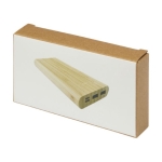 Bamboo power bank with LED and touch button, 10,000 mAh natural colour