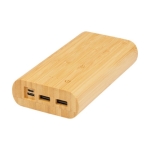 Bamboo power bank with LED and touch button, 20,000 mAh natural colour