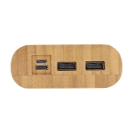 Bamboo power bank with LED and touch button, 20,000 mAh natural colour