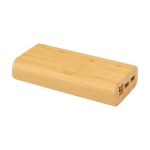 Bamboo power bank with LED and touch button, 20,000 mAh natural colour