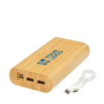 Bamboo power bank with LED and touch button, 20,000 mAh