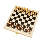 Chess set in a case with wooden pieces natural colour