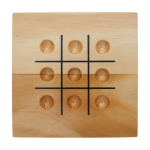 Pinewood tic-tac-toe game with storage for pieces natural colour