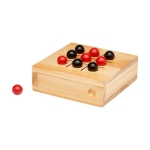 Pinewood tic-tac-toe game with storage for pieces natural colour