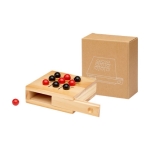 Pinewood tic-tac-toe game with storage for pieces natural colour