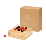 Pinewood tic-tac-toe game with storage for pieces natural colour